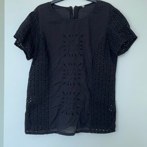 Embroidered linen blend shirt